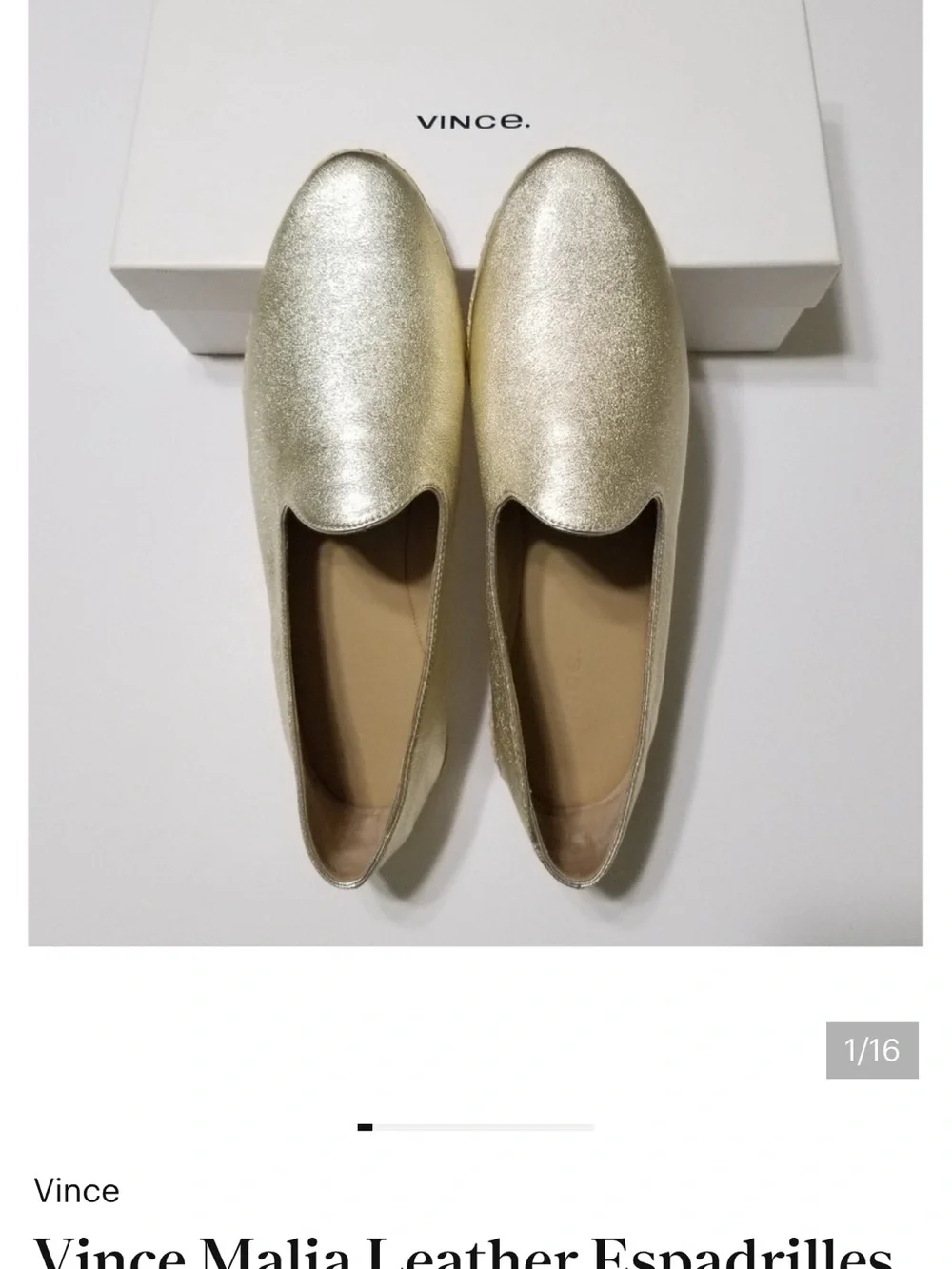 Vince Shimmering Gold Espadrille Flats